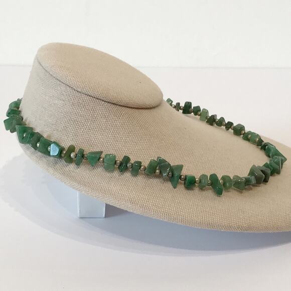 Green Jade Jadeite Necklace Uncut Chunk Stones Barrel Clasp - Picture 9 of 16